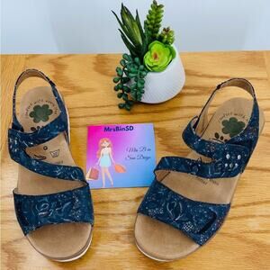 Spring Step Women's Haydennie Slingback Sandal 7.5 - 8 Navy tan floral pattern